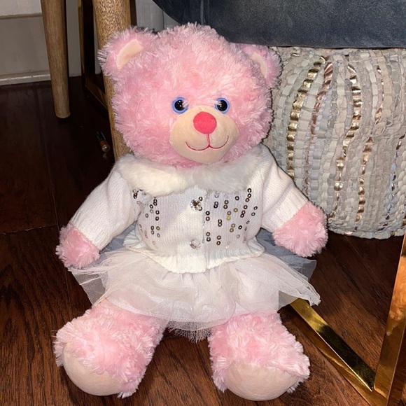 Build-A-Bear Other - Build-A-Bear fur collar sequin cardigan sweater & white glittery silver skirt​​